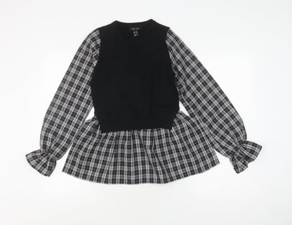 Womens UK Size 10 New Look Black Basic Blouse