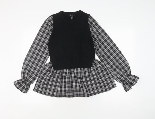Womens UK Size 10 New Look Black Basic Blouse