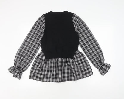 Womens UK Size 10 New Look Black Basic Blouse
