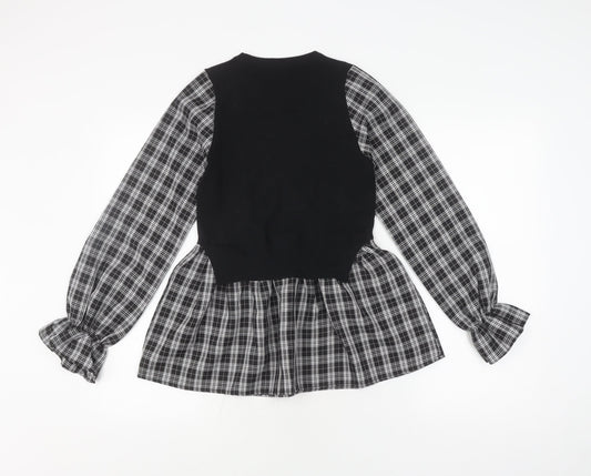 Womens UK Size 10 New Look Black Basic Blouse