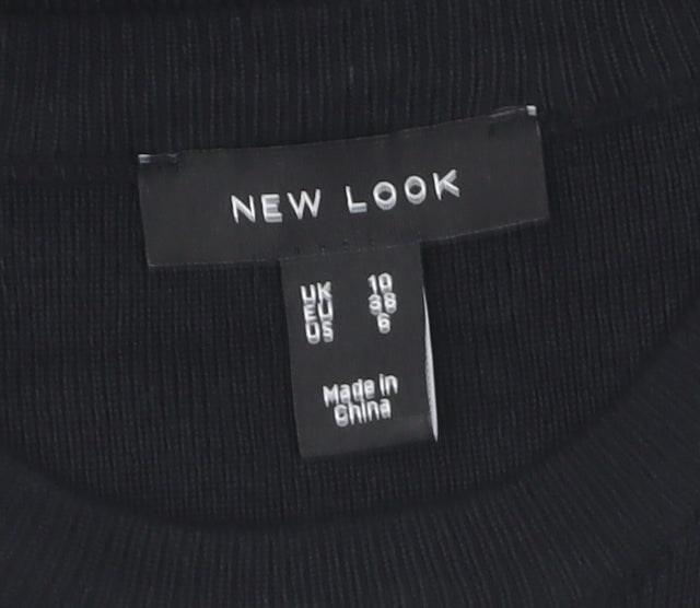 Womens UK Size 10 New Look Black Basic Blouse