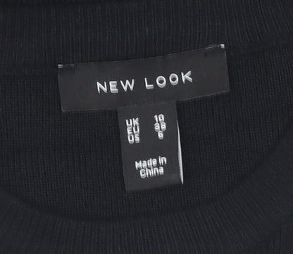 Womens UK Size 10 New Look Black Basic Blouse