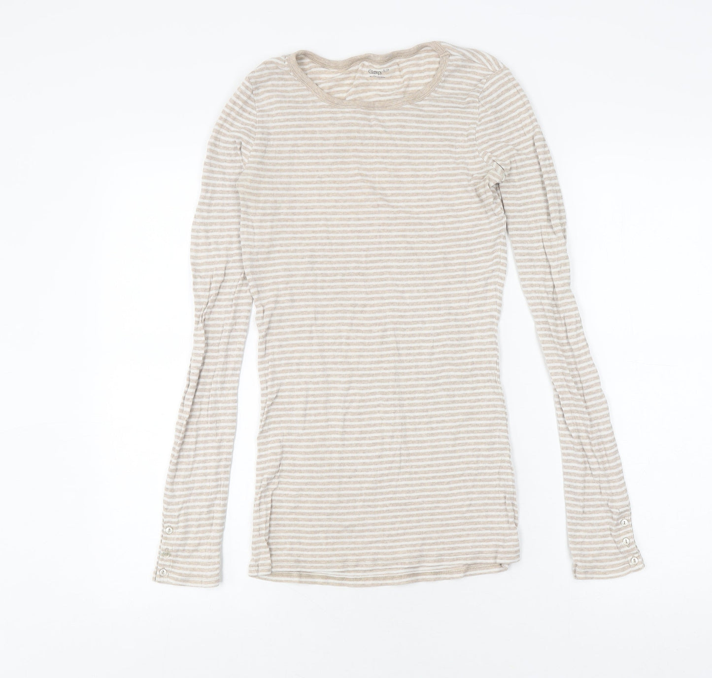 Gap Women's Beige Striped T-Shirt Size S