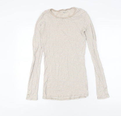 Gap Women's Beige Striped T-Shirt Size S