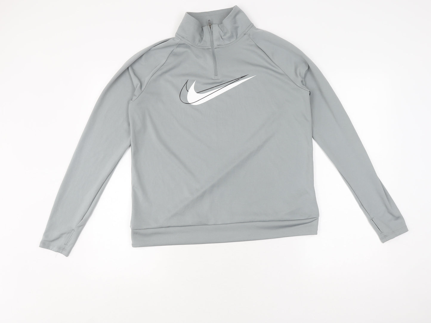 Nike Grey Running Top, M, Unisex, Long Sleeve Dri-FIT