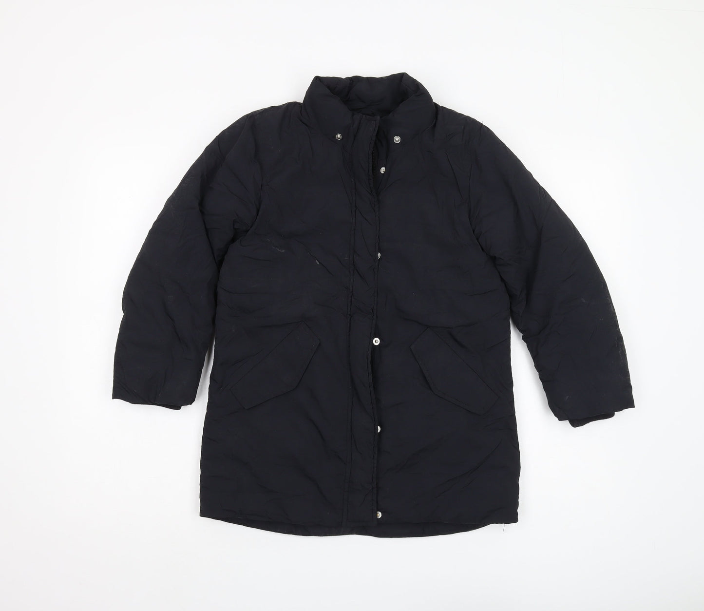 H&M Boys Black Puffer Jacket 7-8Y Long Winter Coat