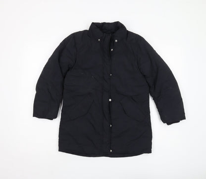 H&M Boys Black Puffer Jacket 7-8Y Long Winter Coat