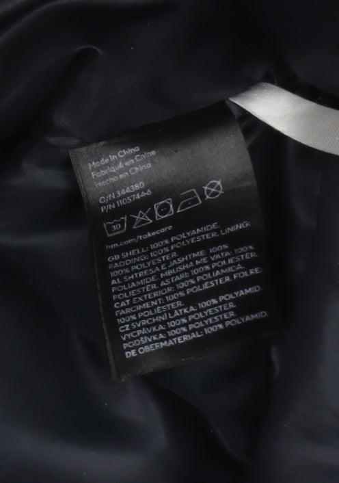 H&M Boys Black Puffer Jacket 7-8Y Long Winter Coat