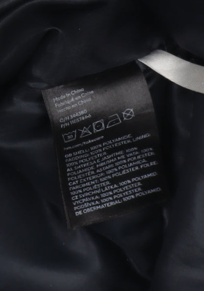 H&M Boys Black Puffer Jacket 7-8Y Long Winter Coat