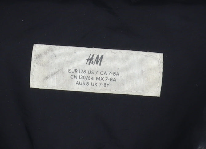 H&M Boys Black Puffer Jacket 7-8Y Long Winter Coat
