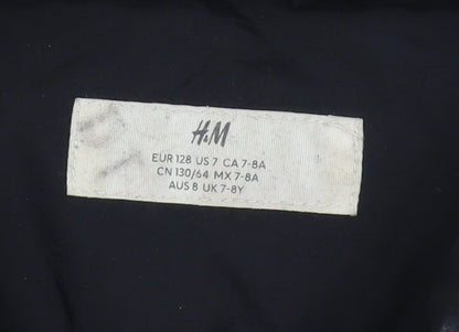 H&M Boys Black Puffer Jacket 7-8Y Long Winter Coat