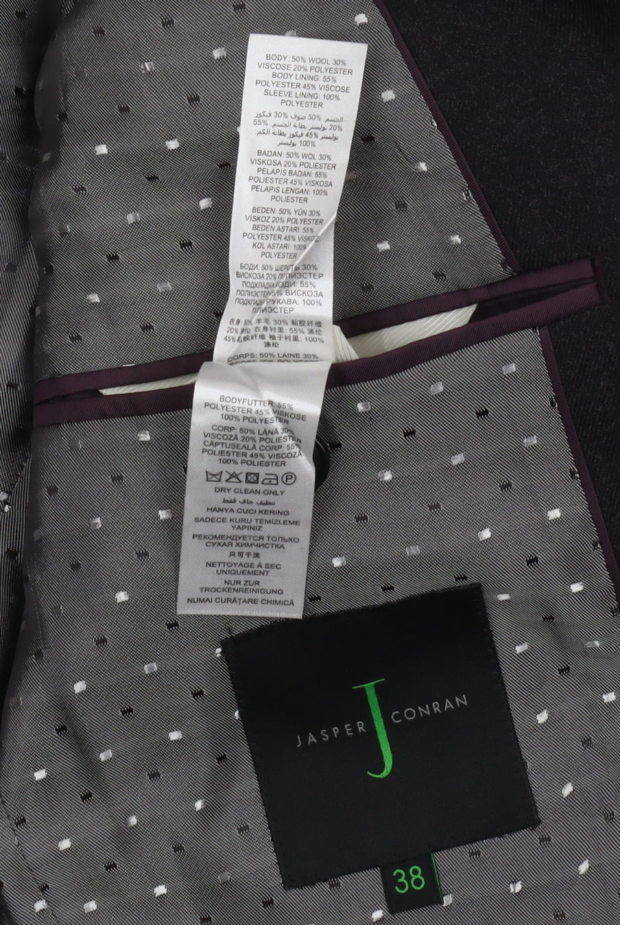 Mens UK Size 38 Jasper Conran Regular Black Suit Jacket