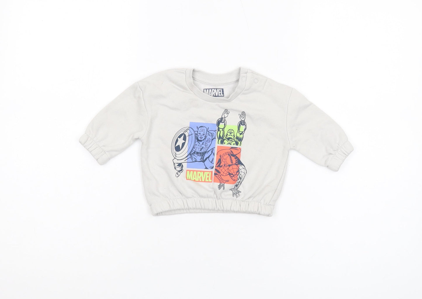 Marvel Unisex Baby Grey Long Sleeve Pullover T-Shirt 0-3M