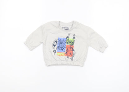 Marvel Unisex Baby Grey Long Sleeve Pullover T-Shirt 0-3M
