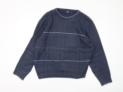 Carson Men's Blue Pullover Jumper M Lightweight Cable Knit