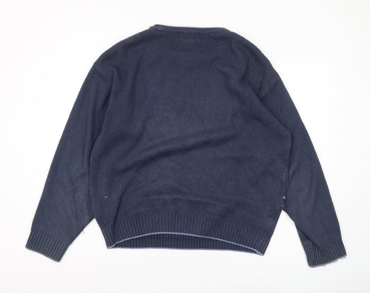 Carson Men's Blue Pullover Jumper M Lightweight Cable Knit