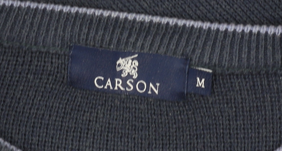 Carson Men's Blue Pullover Jumper M Lightweight Cable Knit