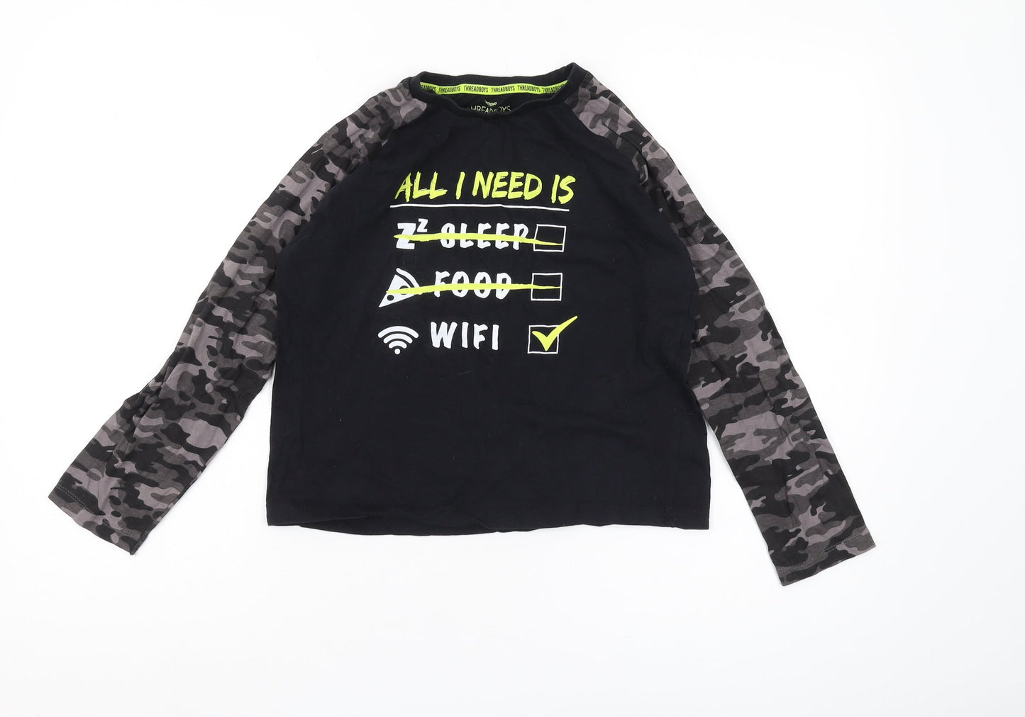 Threadboys Boys Black Camouflage Long Sleeve T-Shirt 9-10 Years