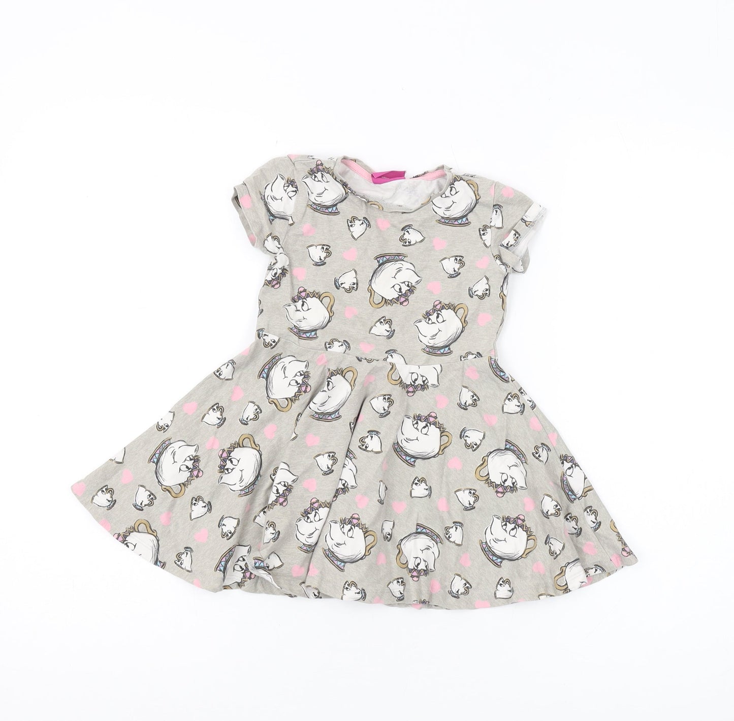 Disney Girls Grey Beauty and the Beast Skater Dress 2-3 Years