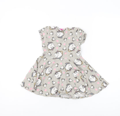 Disney Girls Grey Beauty and the Beast Skater Dress 2-3 Years