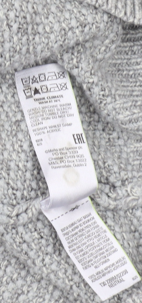 Marks and Spencer Men's Grey Medium 1/2 Zip Jumper