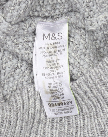 Marks and Spencer Men's Grey Medium 1/2 Zip Jumper