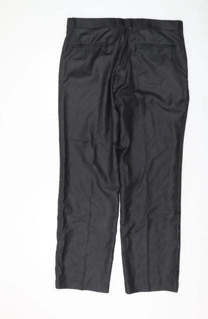 Mens UK Size 36 Cerruti Regular Fit Dress Pants Black Trousers