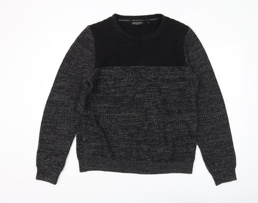 Brave Soul Men’s Black Crew Neck Pullover Jumper Large