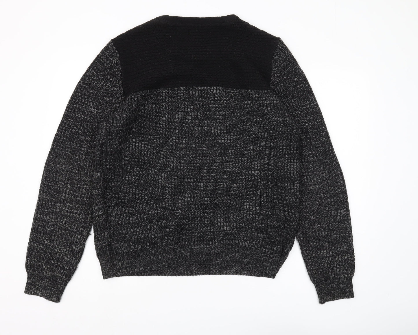 Brave Soul Men’s Black Crew Neck Pullover Jumper Large