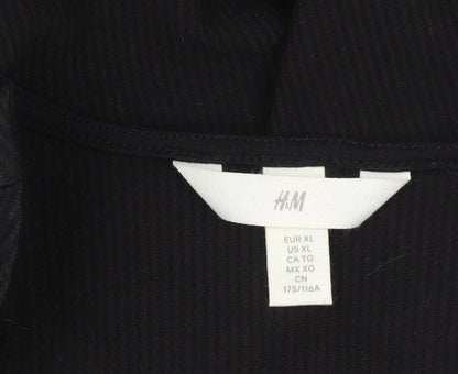 H&M Women's Black Bodycon Midi Dress, Size 12, Sleeveless Elegance