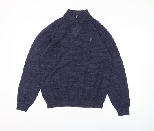 Next Men's Blue High Neck Full Zip Jumper M