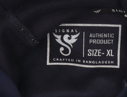 Signal Men's Blue XL Hoodie Pullover with Logo