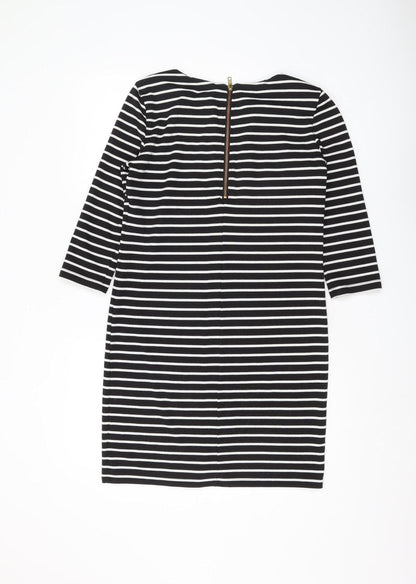 VILA Women's Black Striped Sheath Dress S