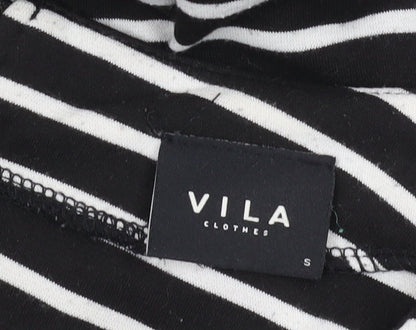 VILA Women's Black Striped Sheath Dress S