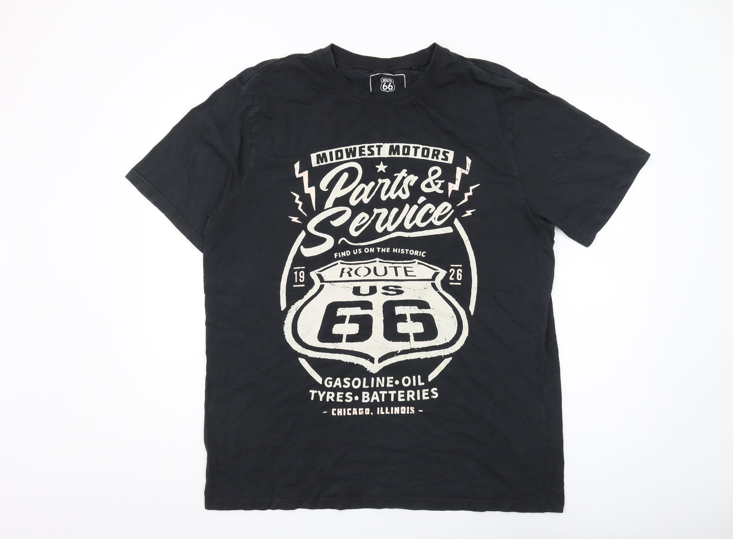 Route 66 Men's XL Black Retro T-Shirt