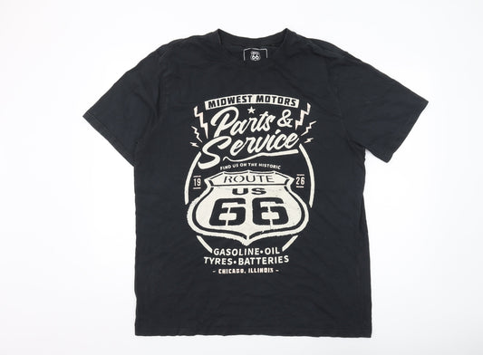 Route 66 Men's XL Black Retro T-Shirt