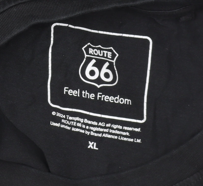 Route 66 Men's XL Black Retro T-Shirt