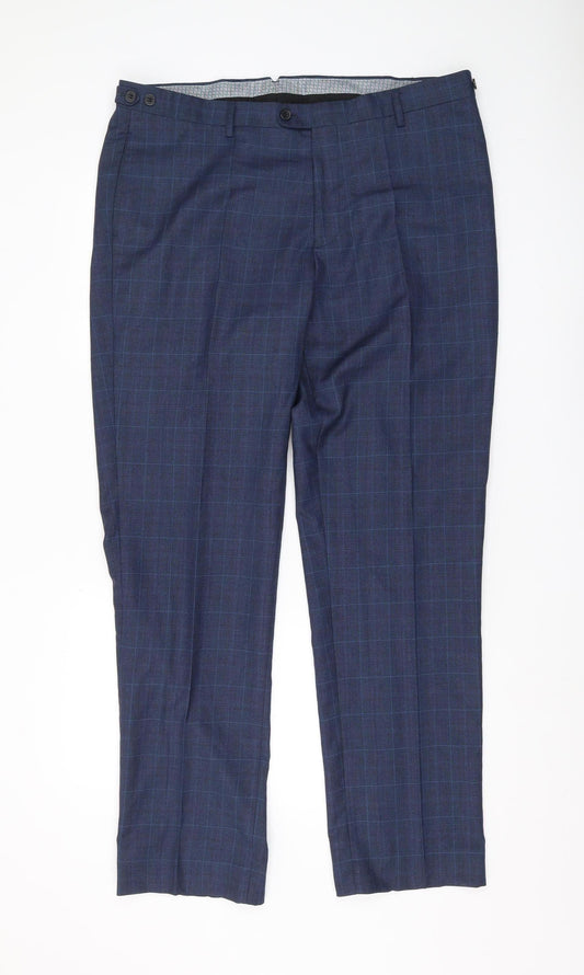 Skopes Men's Blue Check Dress Pants 38L