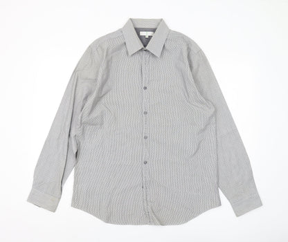 Jasper Conran Men's Grey M Button-Up Cotton Shirt