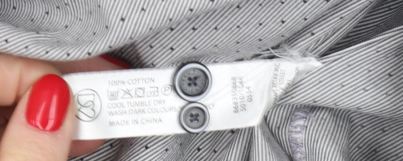 Jasper Conran Men's Grey M Button-Up Cotton Shirt