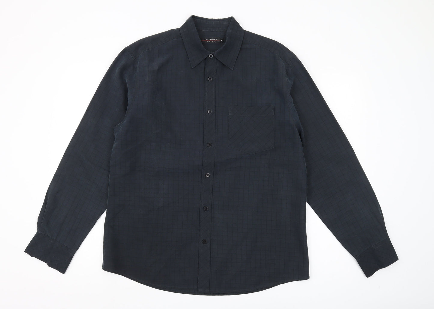 Jeff Banks Men's Black Check Shirt, Size M, Regular Fit
