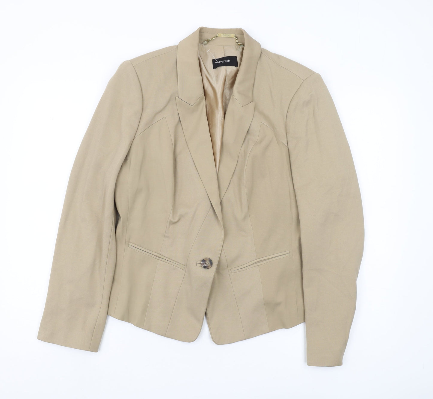 Marks and Spencer Women's Beige Suit Jacket Size 14
