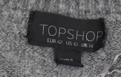 Womens UK Size 14 Topshop Grey Pullover Jumper