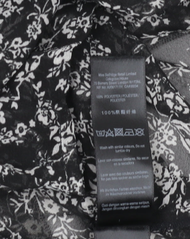 Miss Selfridge Women's Black Floral Chiffon Blouse Size 8