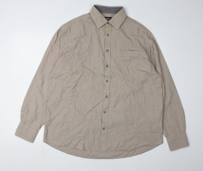 Marks and Spencer Men's Beige Long Sleeve Casual Shirt 17