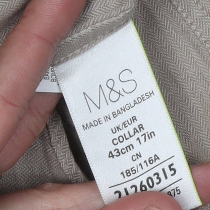Marks and Spencer Men's Beige Long Sleeve Casual Shirt 17
