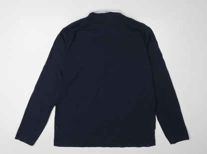 Peter Werth Men's Blue Long Sleeve Polo Shirt