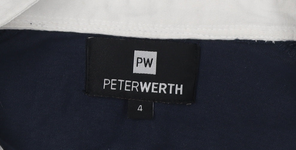 Peter Werth Men's Blue Long Sleeve Polo Shirt