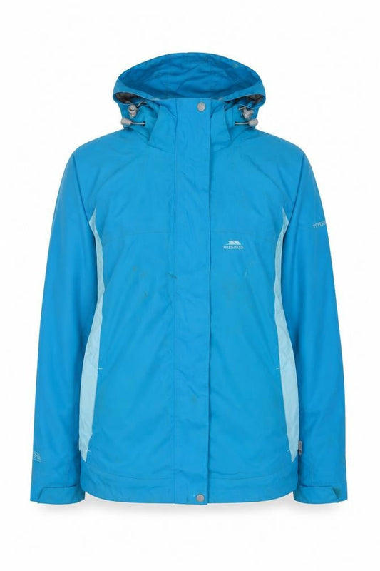 Front view of Trespass Blue unisex puffer jacket, size L, winter coat