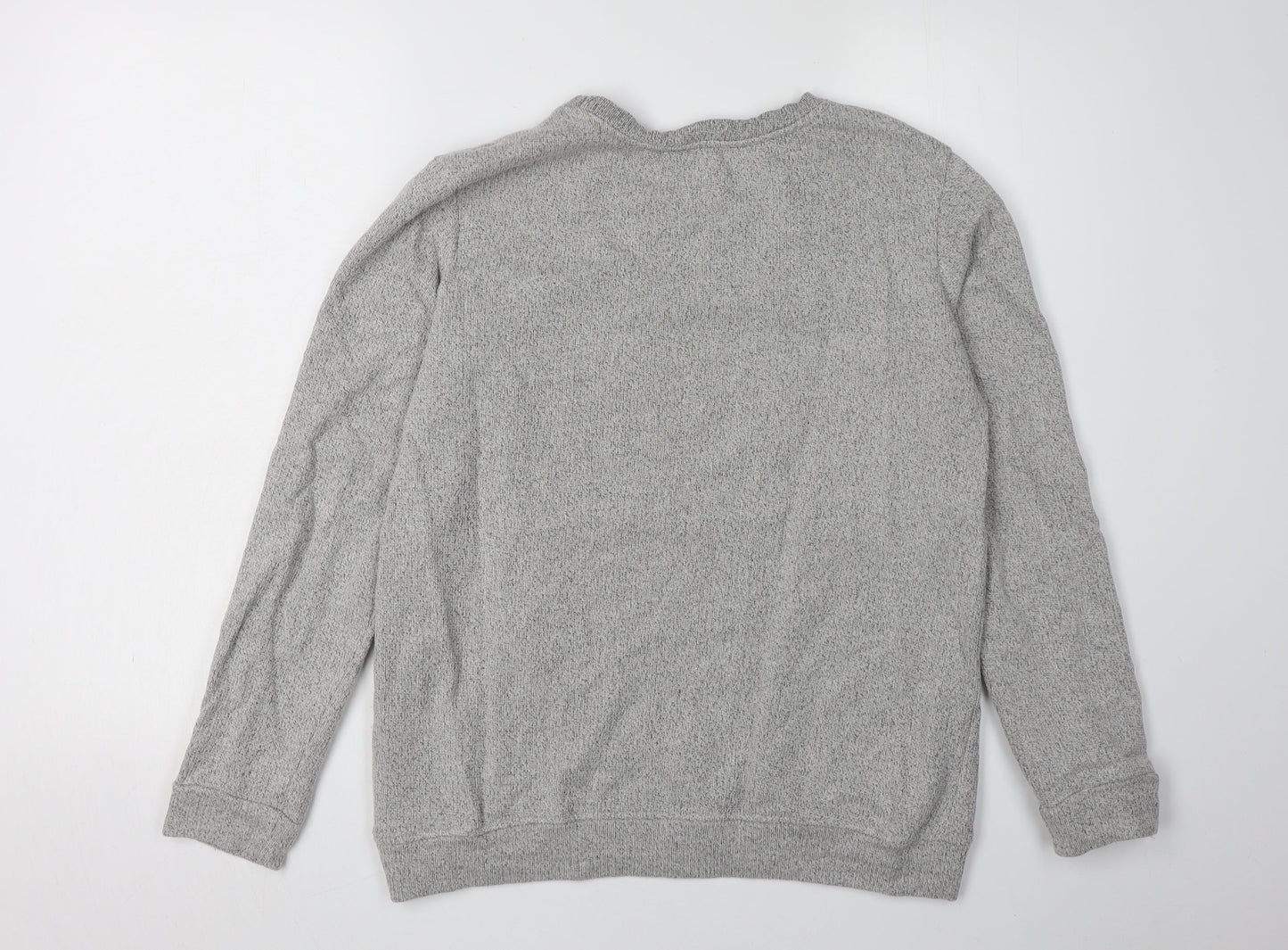 Bershka Women's Grey Floral Graphic Sweatshirt L